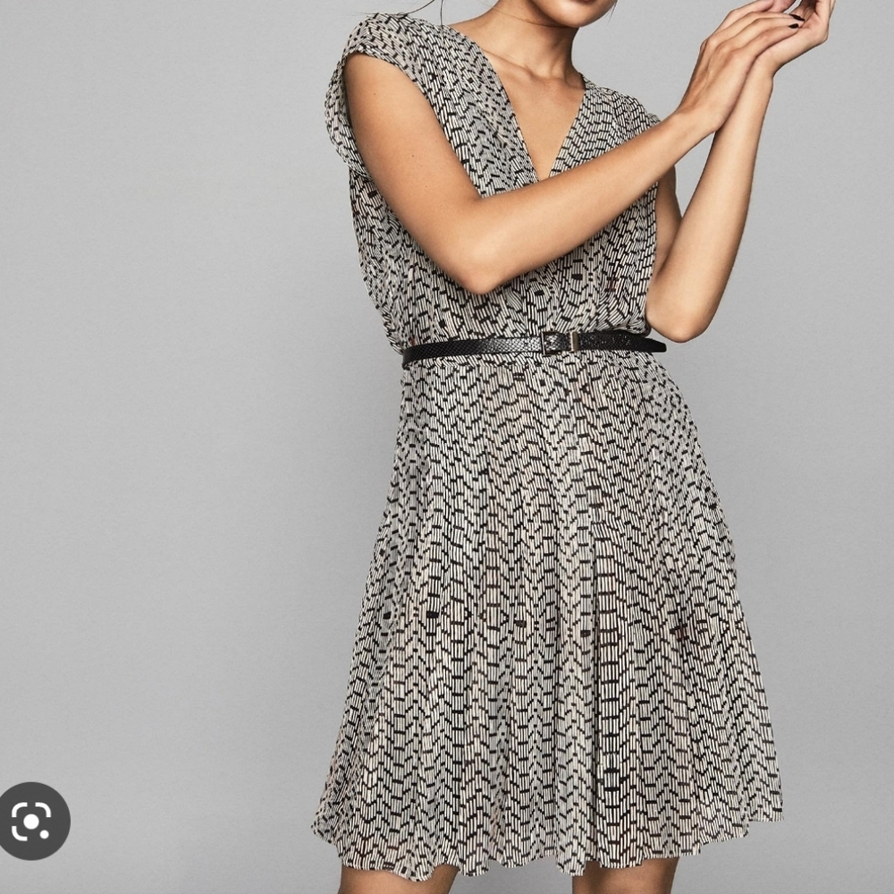 Reiss Marcy Beaded Print Day Dress